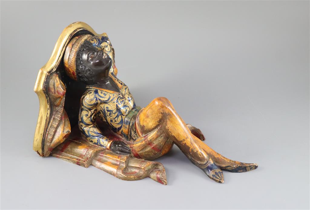 A late 19th century Venetian Blackamoor wall bracket, height 13.5in.